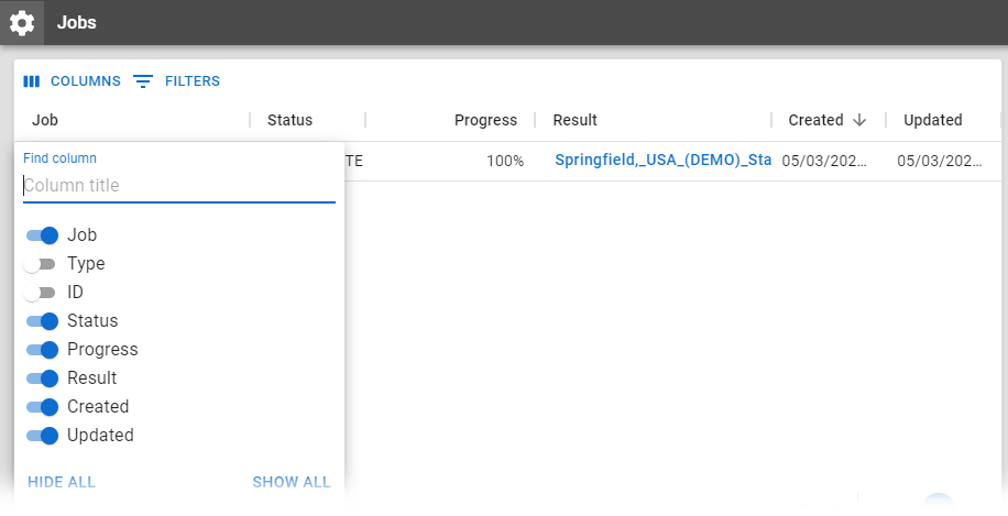 EMResource Access Reports on the Jobs List